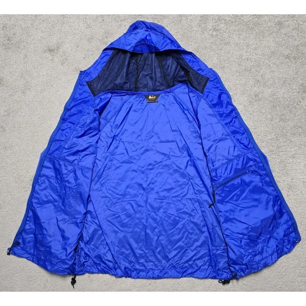 Vintage 90s REI Blue Nylon Windbreaker‎ Jacket Mens XL Hooded Full Zip Outdoor